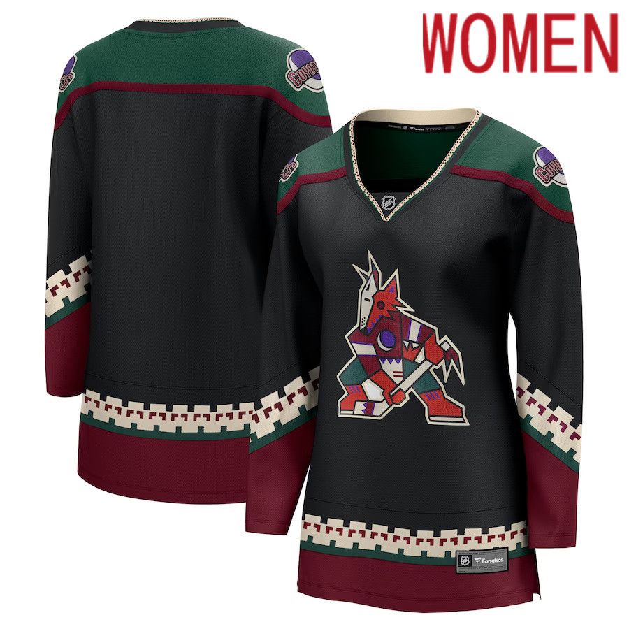 Women Arizona Coyotes Fanatics Branded Black Home Breakaway NHL Jersey->women nhl jersey->Women Jersey